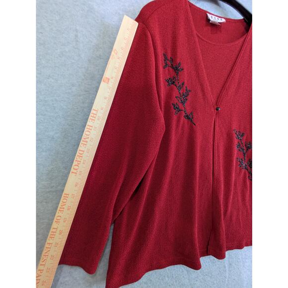 Erena Blouse Women's Plus 2X Red 2 In 1 Style with Inner Long Sleeves Top NWT - Picture 2 of 11